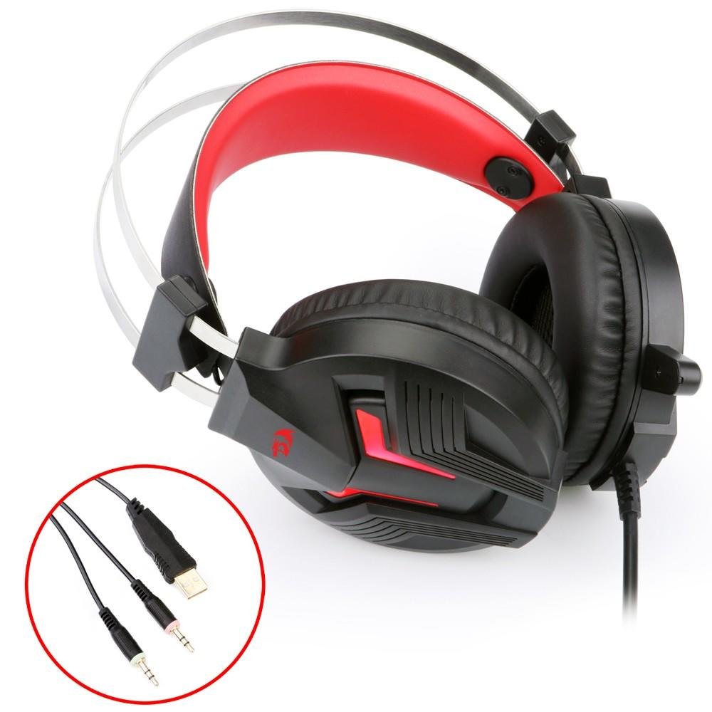 Headset Gamer Redragon P2 e USB Preto e Vermelho Memecoleous H112