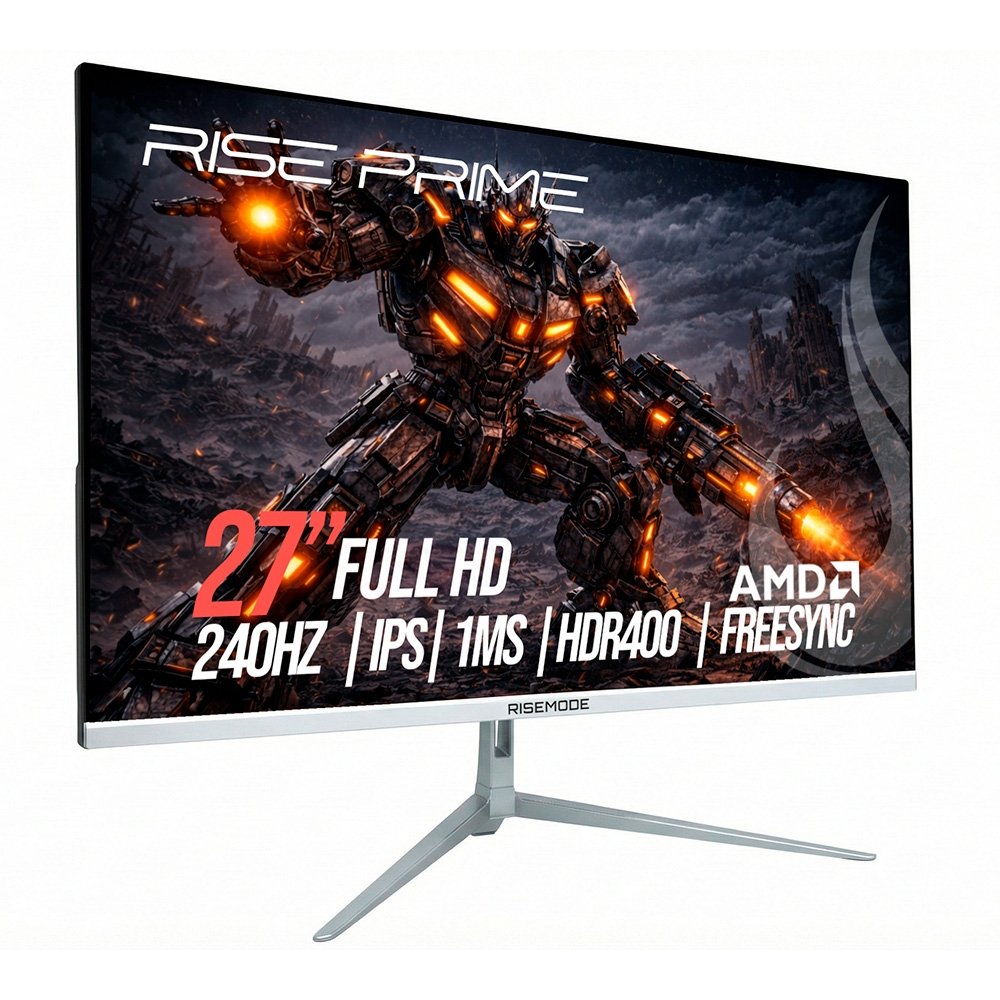 Monitor Gamer Rise Mode Prime 27", Full HD, 240Hz, 1ms, IPS, FreeSync, HDR 400 HDMI e DisplayPort, Branco - RM-MOG-27F240FH-W