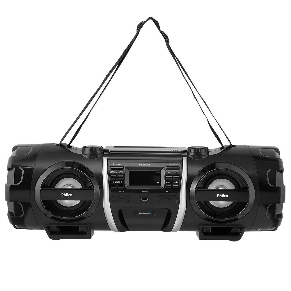 Rádio Portátil Philco - Bluetooth, CD, MP3, USB, Aux. e FM 200W RMS Bivolt Preto - PB500BT 056603148 Rádio Portátil Philco - Bluetooth, CD, MP3, USB, Aux. e FM 200W RMS Bivolt Preto - PB500BT 056603148