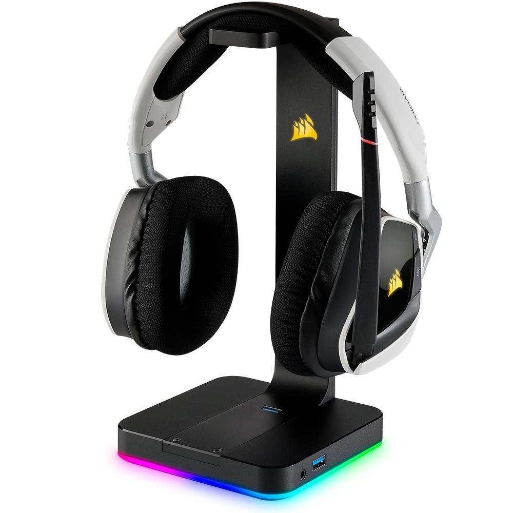 Suporte para Headset Gamer Corsair ST100, Som Surround 7.1, RGB, USB - CA-9011167 Suporte para Headset Gamer Corsair ST100, Som Surround 7.1, RGB, USB - CA-9011167