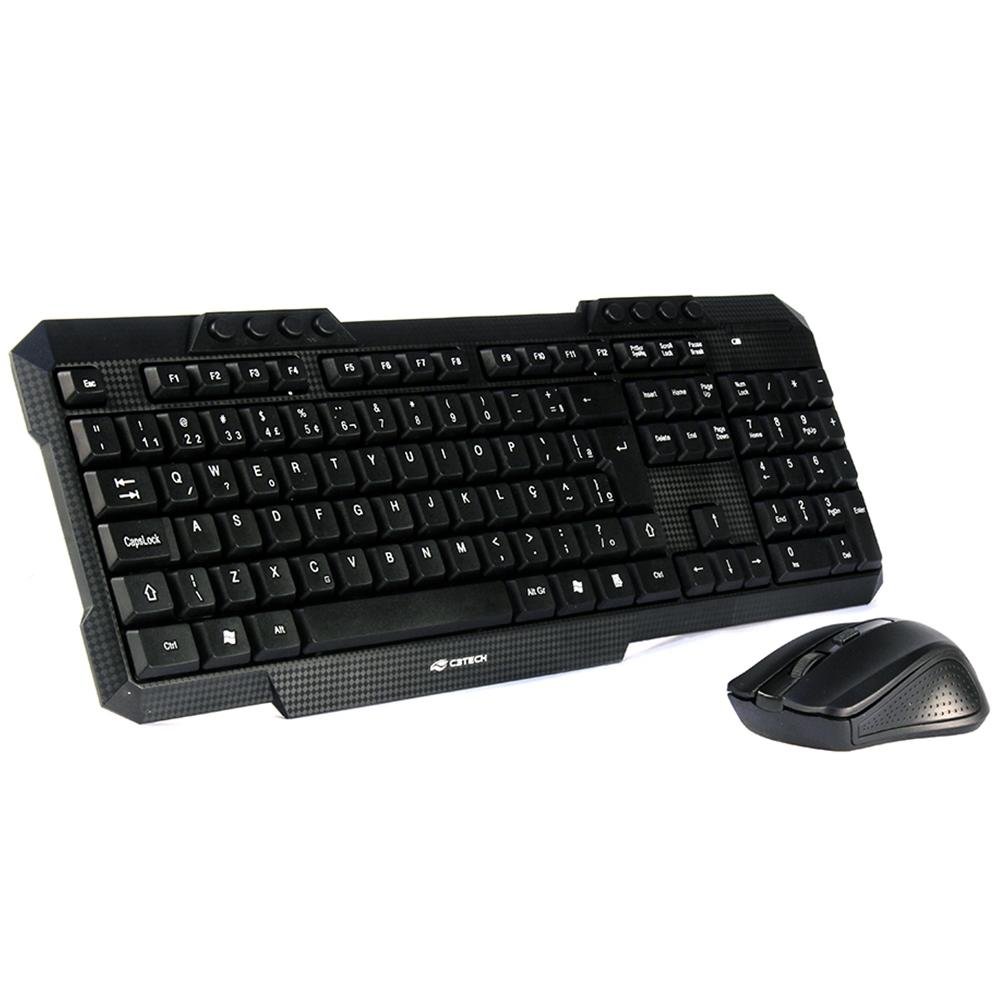 Kit Teclado e Mouse sem Fio Preto, C3TECH K-W10BK