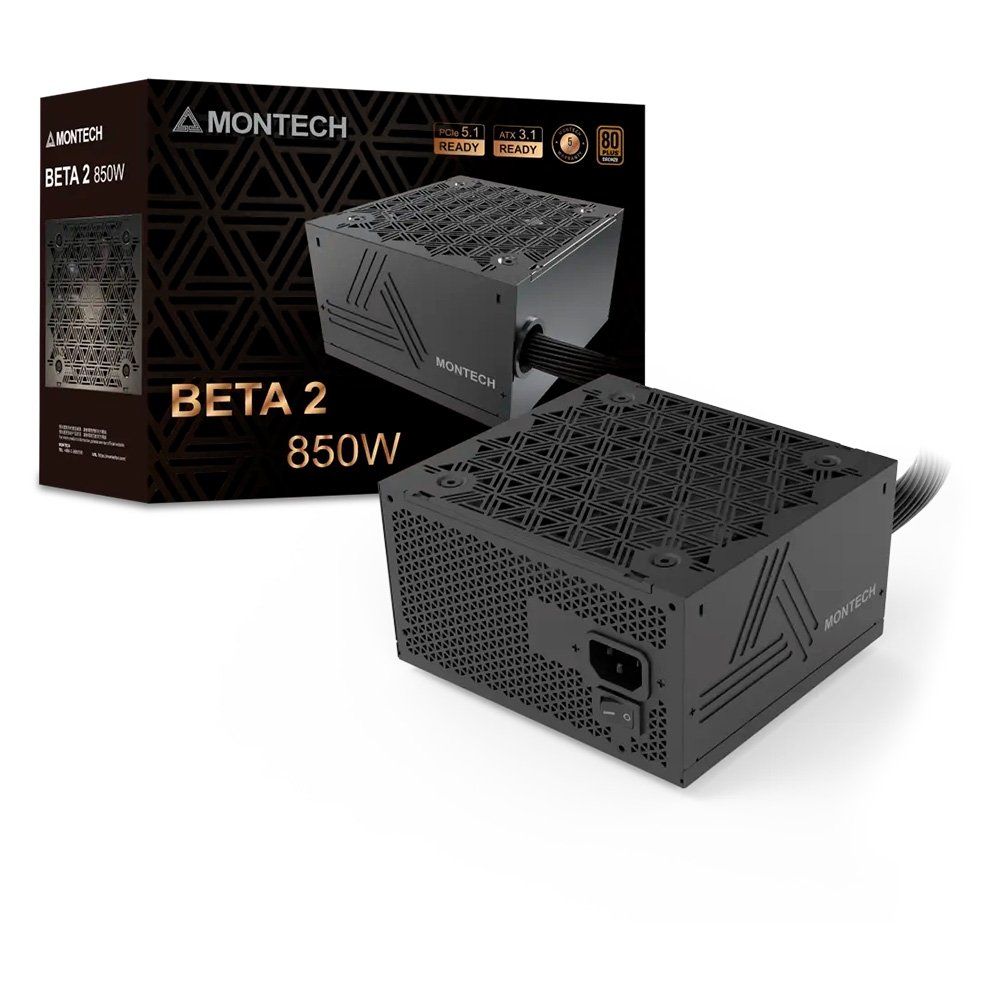 Fonte Montech Beta 2, 850W, Preto - BETA2850W Fonte Montech Beta 2, 850W, Preto - BETA2850W