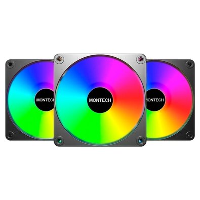 Kit Ventoinhas Montech GF120 V2, ARGB, 3x 120mm, Preto - GF120V2ARGB3PB