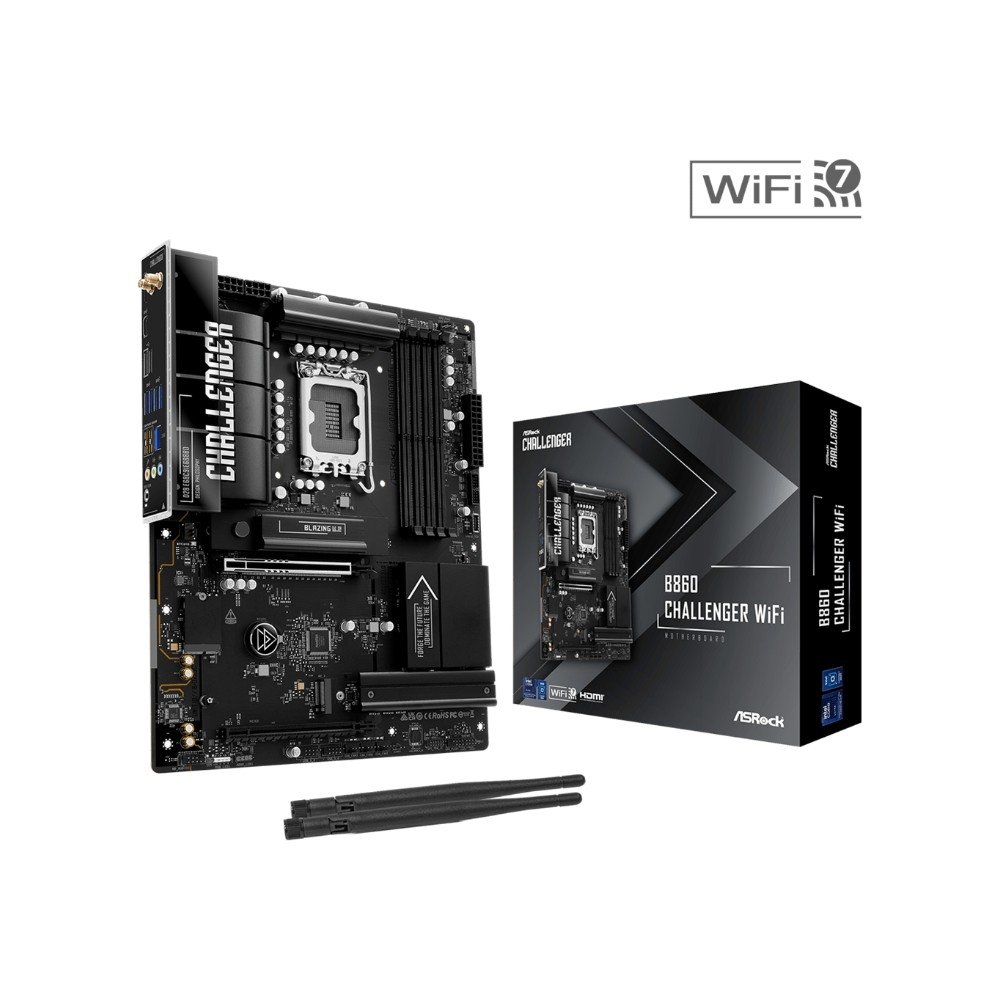 Placa-Mãe ASRock B860 Challenger WiFi, Intel LGA 1851, ATX, DDR5 - 90-MXBUB0-A0UAYZ Placa-Mãe ASRock B860 Challenger WiFi, Intel LGA 1851, ATX, DDR5 - 90-MXBUB0-A0UAYZ