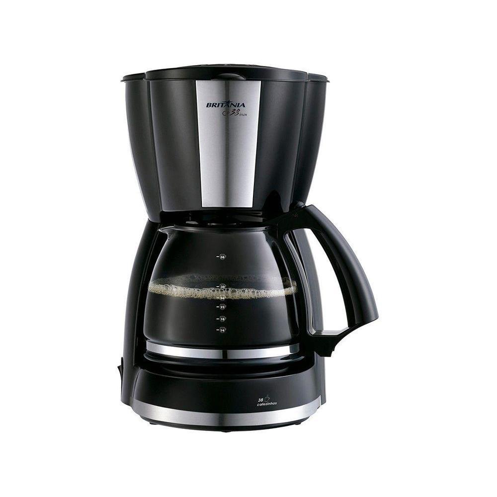 Cafeteira Elétrica Britânia CP38, 800w, 220V, 38 xícaras, Inox, Preto