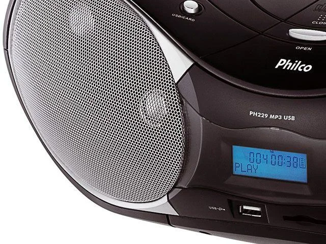 Caixa de Som Portátil Philco PH229N, USB, Bass Reflex, 8W, Bivolt, Preto Caixa de Som Portátil Philco PH229N, USB, Bass Reflex, 8W, Bivolt, Preto