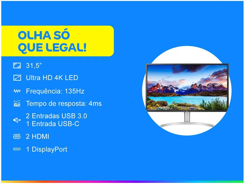 Monitor Lg 32 Uhd 4k Vesa Display Hdr 600 KaBuM