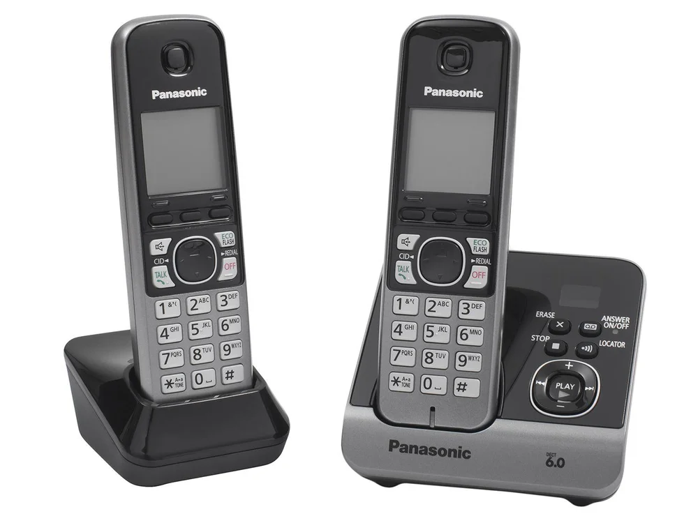 Telefone Sem Fio, Com Secretária Eletrônica + 1 Ramal e ID, Panasonic, DECT 6.0 Preto - KX-TG6722LBB Telefone Sem Fio, Com Secretária Eletrônica + 1 Ramal e ID, Panasonic, DECT 6.0 Preto - KX-TG6722LBB