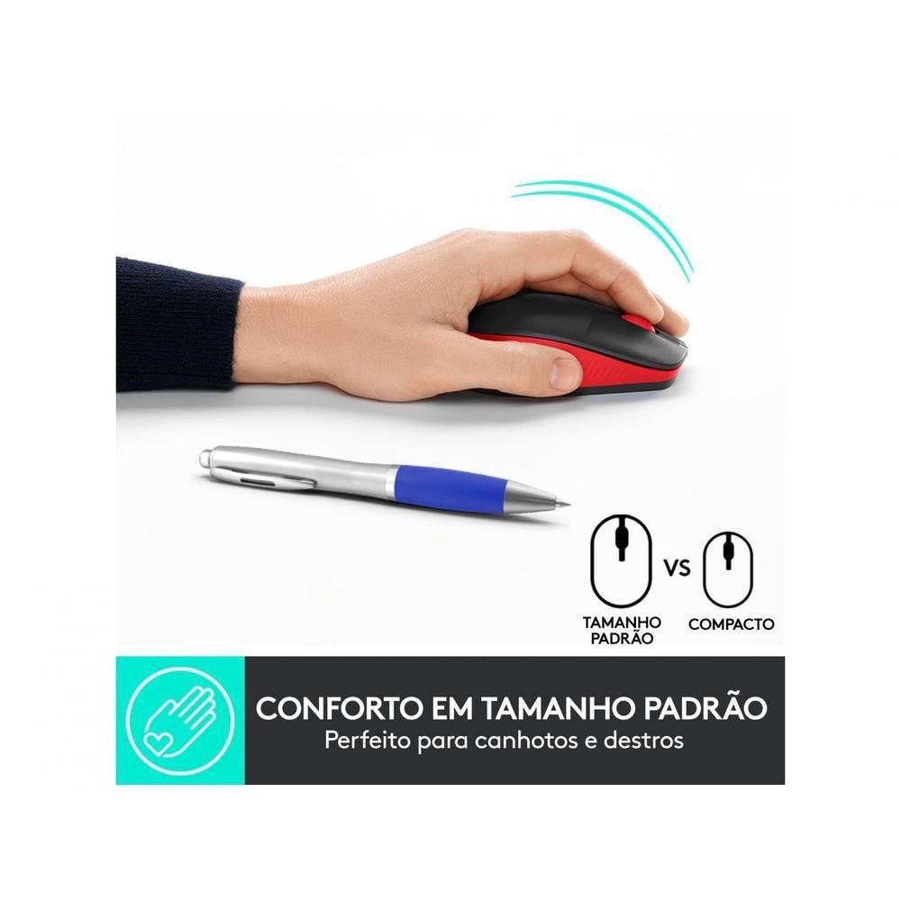 Mouse sem Fio Logitech Óptico 1000DPI 3 Botões