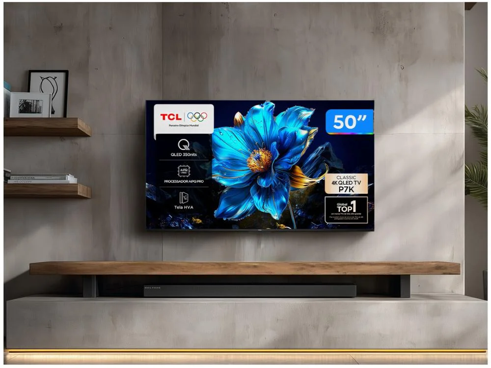 Smart TV 50"" TCL 4K UHD QLED 50P7K Google TV AiPQ Google Assistente 3 HDMI - view 5