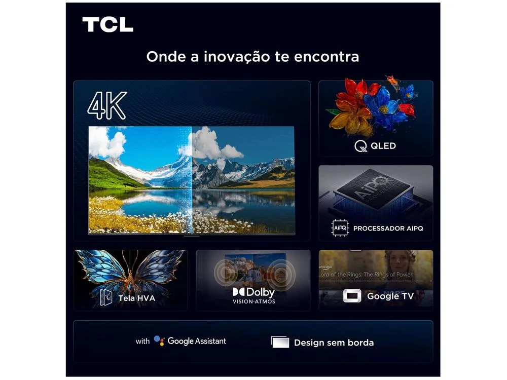 Smart TV 50"" TCL 4K UHD QLED 50P7K Google TV AiPQ Google Assistente 3 HDMI - view 8