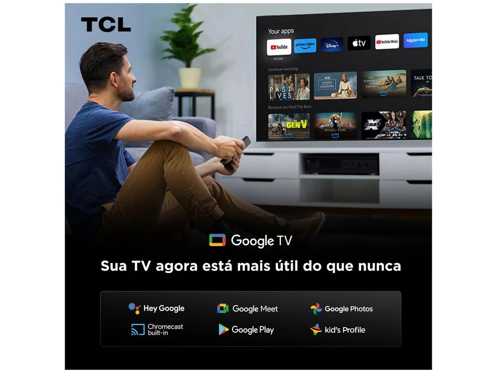 Smart TV 50"" TCL 4K UHD QLED 50P7K Google TV AiPQ Google Assistente 3 HDMI - view 11