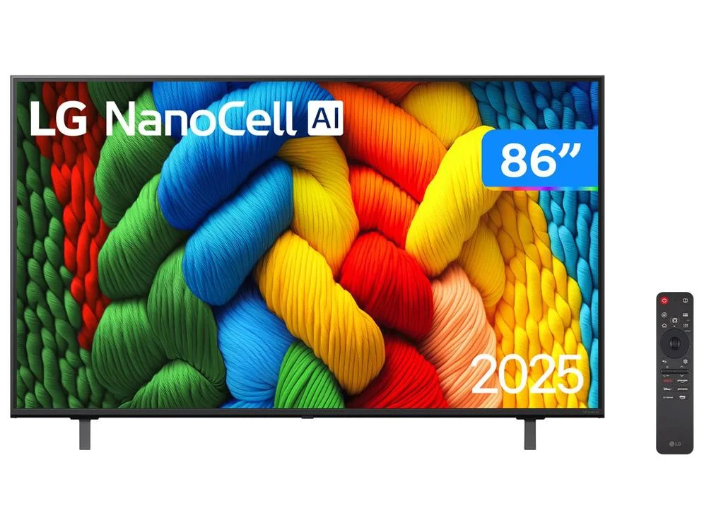Smart TV 86" LG 4K Ultra HD NANO 86NANO80ASA webOS 25 ?7 AI Processor 4K Gen8 Alexa 3 HDMI 2 USB Smart TV 86" LG 4K Ultra HD NANO 86NANO80ASA webOS 25 ?7 AI Processor 4K Gen8 Alexa 3 HDMI 2 USB