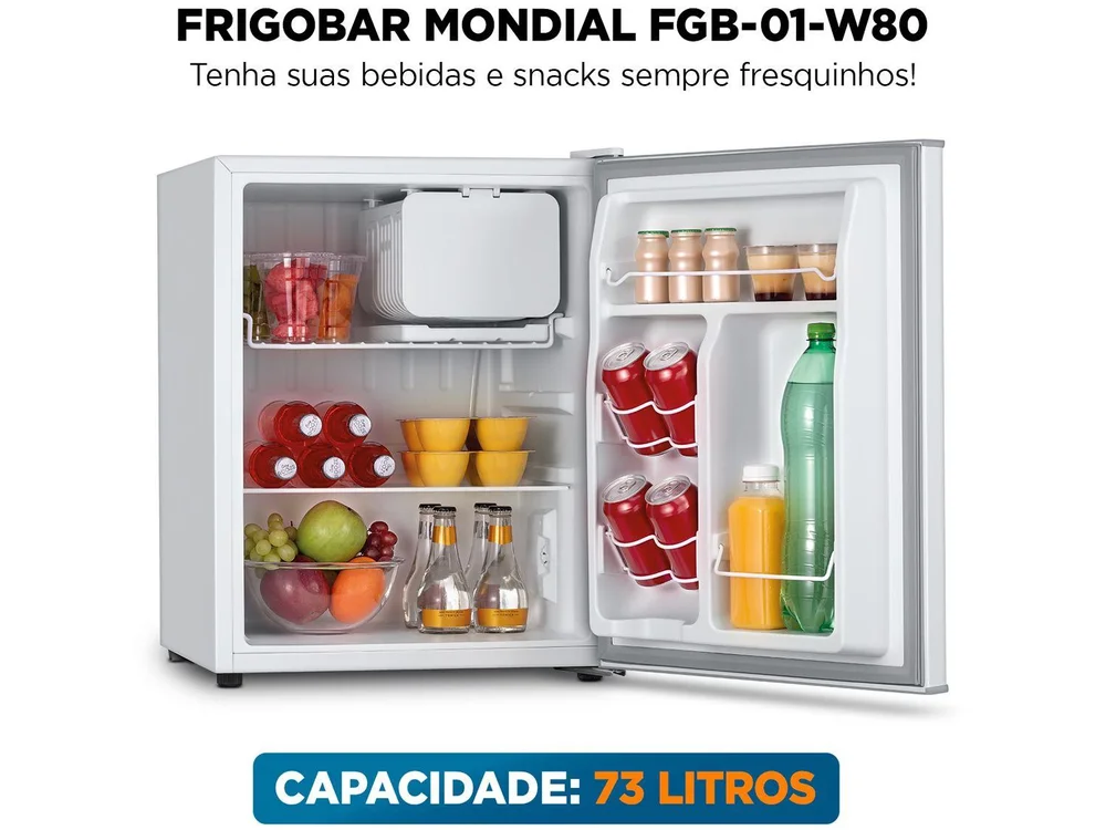 Frigobar Mondial 73L Branco e Cinza FGB-01-W80 Frigobar Mondial 73L Branco e Cinza FGB-01-W80