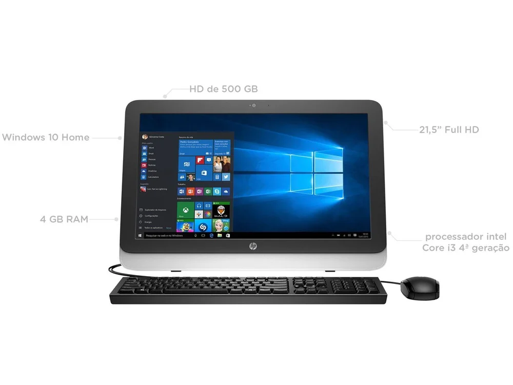 Computador All in One HP 22-3100br Intel Core i3