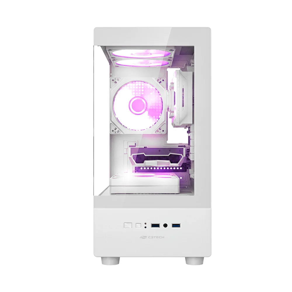 Gabinete Gamer, C3tech, Aquarius, Sem Fonte, Gaming, Vidro Temperado Frontal E Lateral, Portas Usb 3.0, Usb 2.0 E Entrada De Áudio, Branco - Mt-g150wh Gabinete Gamer, C3tech, Aquarius, Sem Fonte, Gaming, Vidro Temperado Frontal E Lateral, Portas Usb 3.0, Usb 2.0 E Entrada De Áudio, Branco - Mt-g150wh