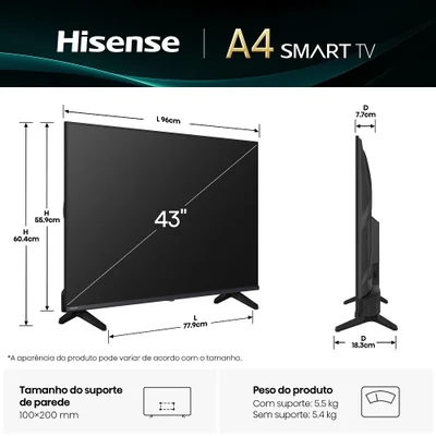 Smart Tv Hisense DLED Full Hd 43quot 43a4nv Com