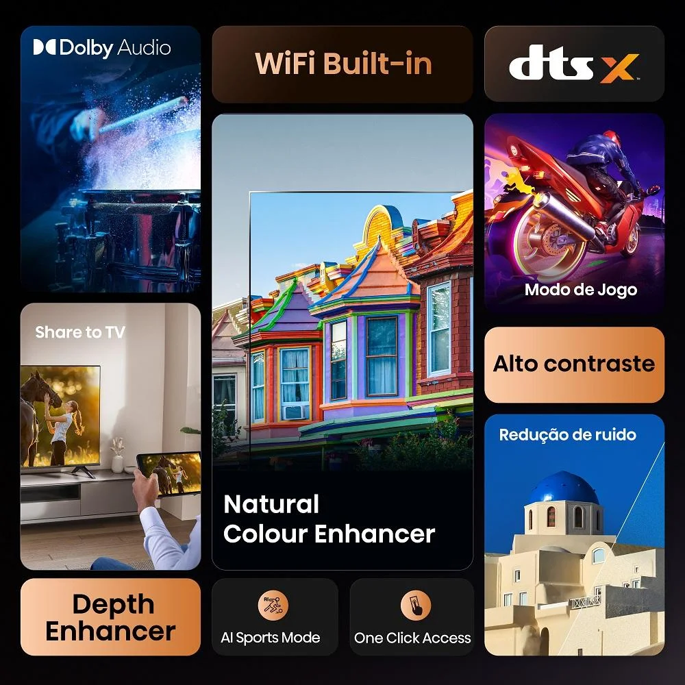 Smart Tv Hisense DLED Full Hd 43"" 43a4nv Com Processador Ai Hdr10 Dts Virtual X Dlna Alexa E Google - view 3