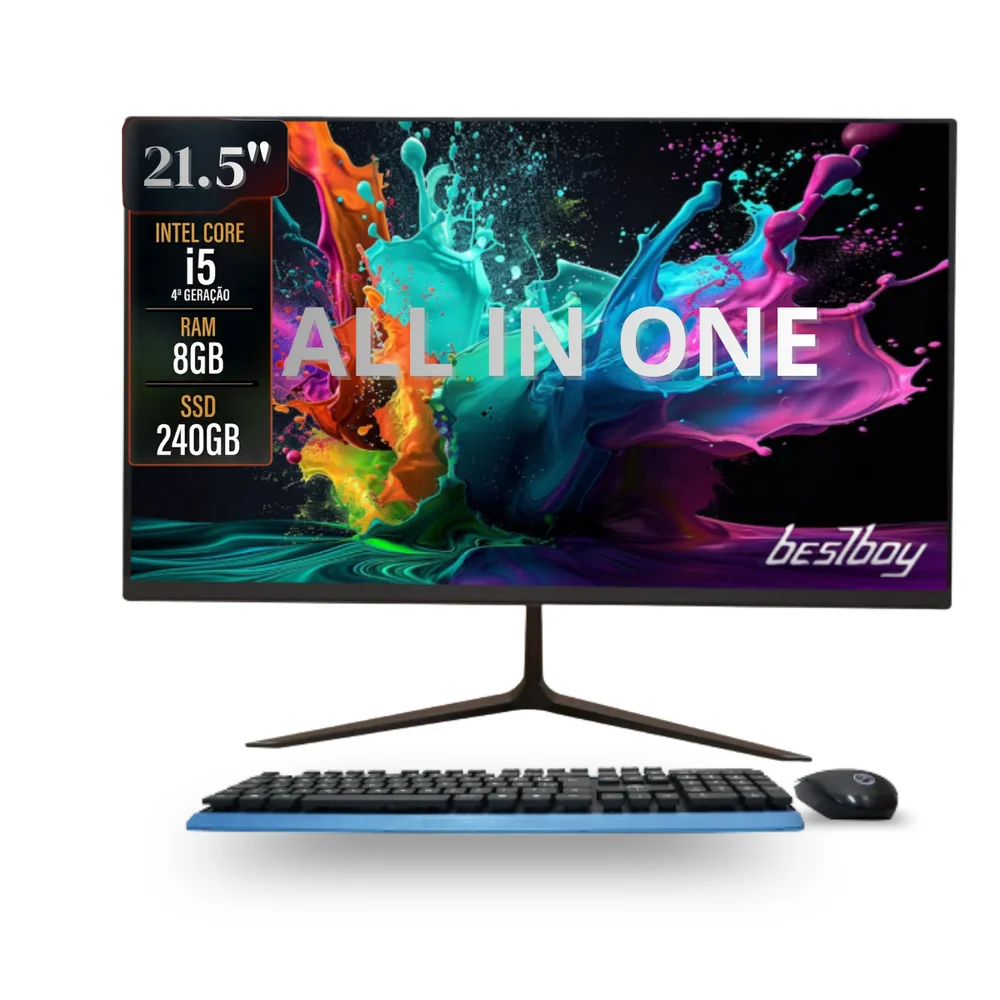 Computador All In One Work Machine Bestboy Intel Core i5 4º 8GB Ram SSD 240GB Mou Tec 21.5 Pt em Campinas