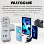 Filtro De Linha Benjamin Adaptador Universal 2 Usb Rapido 1 Tipo C Com Tomada Internacional E 3 Tomada 3p Bivolt - Preto