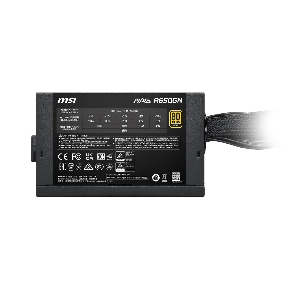 Fonte de Alimentação MSI A650GN 650W 80Plus Gold PFC Ativo - MAG A650GN GOLD Fonte de Alimentação MSI A650GN 650W 80Plus Gold PFC Ativo - MAG A650GN GOLD