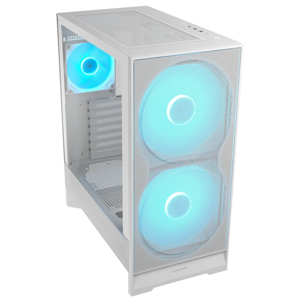 Gabinete Cougar Airface 180 Atx Mid Tower Lateral De Vidro Temperado Usb Tipo C Com 3 Fan Branco Cgr-5va4w-RGB Gabinete Cougar Airface 180 Atx Mid Tower Lateral De Vidro Temperado Usb Tipo C Com 3 Fan Branco Cgr-5va4w-RGB