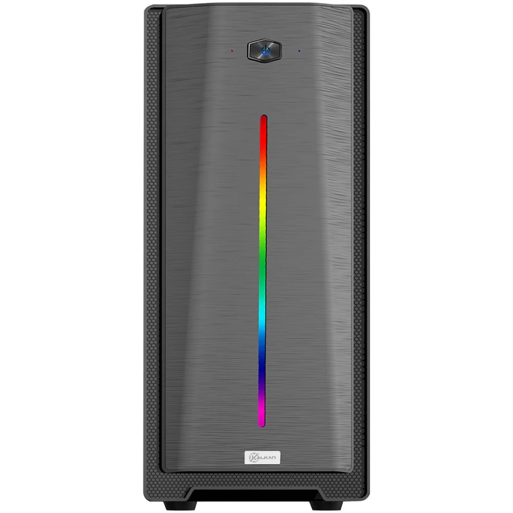 Gabinete Gamer Kalkan Veld Lite RGB S/fan S/fonte Atx Midtower Fita LED RGB Preto - Klk00071