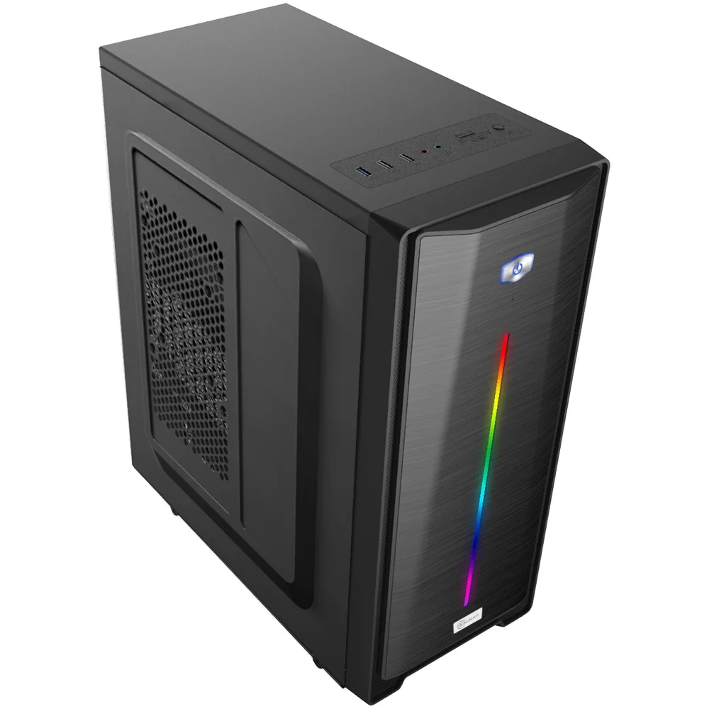 Gabinete Gamer Kalkan Veld Lite RGB S/fan S/fonte Atx Midtower Fita LED RGB Preto - Klk00071