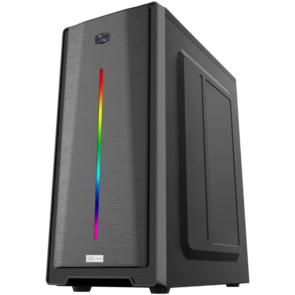 Gabinete Gamer Kalkan Veld Lite RGB S/fan S/fonte Atx Midtower Fita LED RGB Preto - Klk00071
