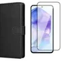 Película 3d Vidro + Capa Capinha Carteira Flip Para Samsung Galaxy A55 Cor:preto