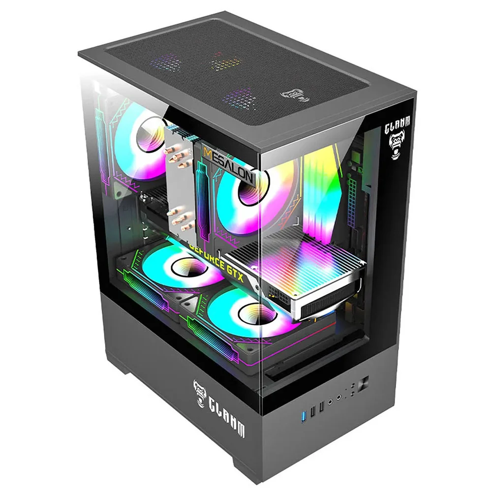 Gabinete Gamer Megalon Clanm Mini Tower Preto Miniitx Matx Aço E Vidro 290x190x375mm Gabinete Gamer Megalon Clanm Mini Tower Preto Miniitx Matx Aço E Vidro 290x190x375mm