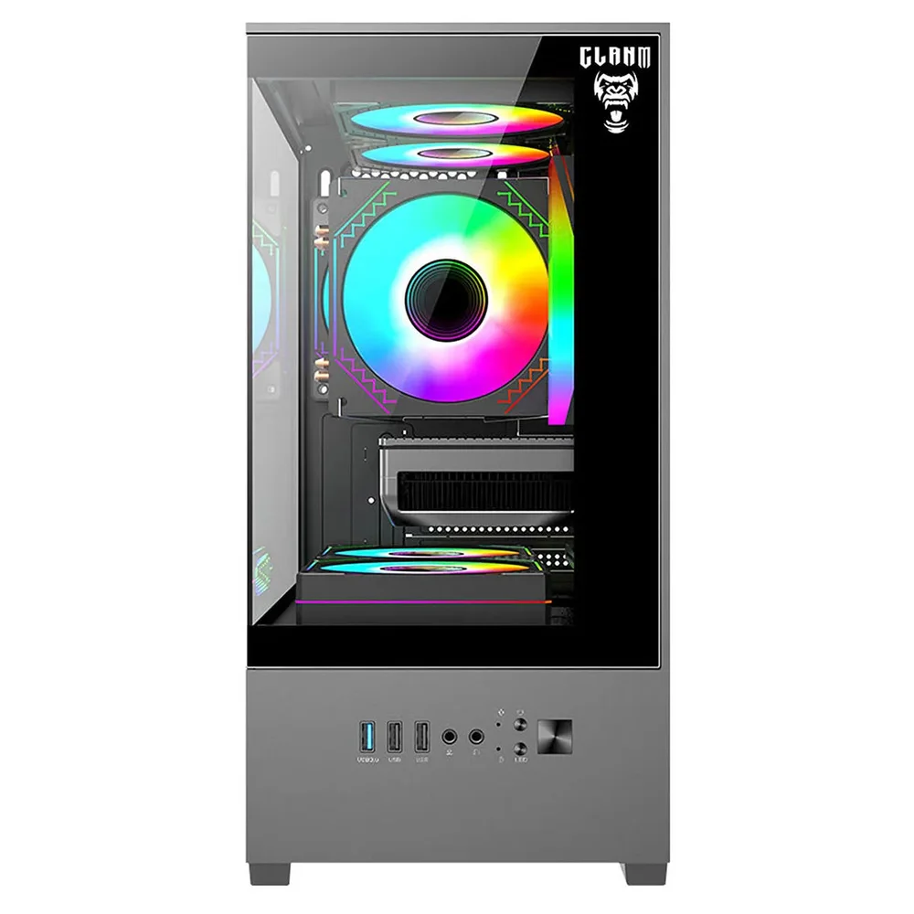 Gabinete Gamer Megalon Clanm Mini Tower Preto Miniitx Matx Aço E Vidro 290x190x375mm Gabinete Gamer Megalon Clanm Mini Tower Preto Miniitx Matx Aço E Vidro 290x190x375mm
