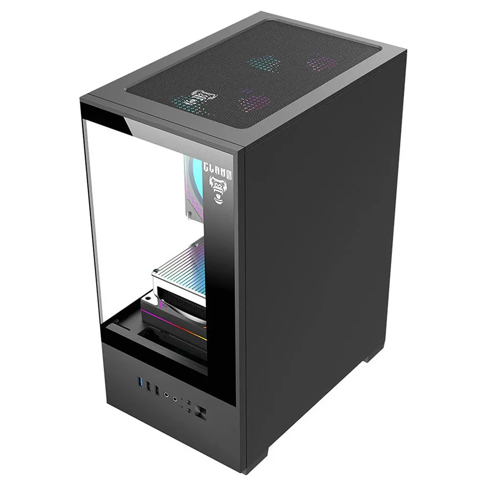 Gabinete Gamer Megalon Clanm Mini Tower Preto Miniitx Matx Aço E Vidro 290x190x375mm Gabinete Gamer Megalon Clanm Mini Tower Preto Miniitx Matx Aço E Vidro 290x190x375mm