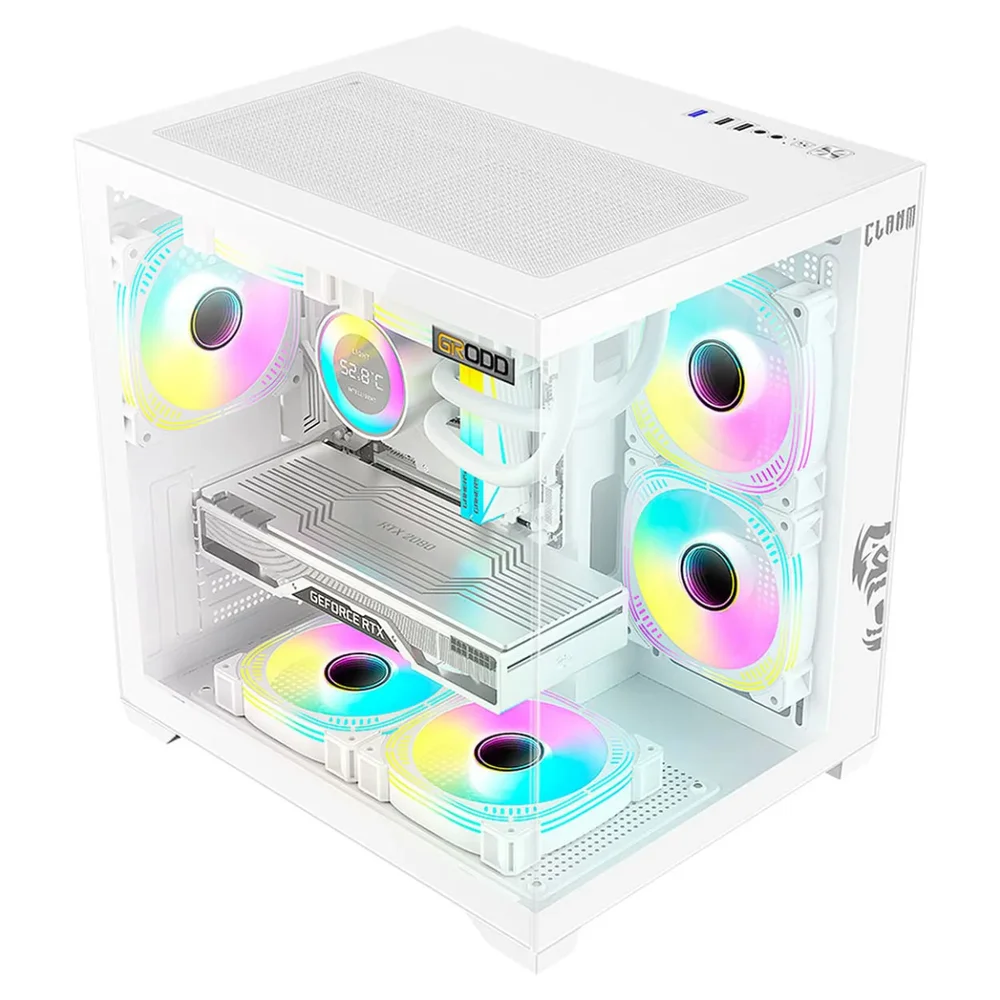 Gabinete Clanm Grodd Snow Branco mATX/mini-ITX VGA 330mm 5 Slots 335x275x355mm ATX Gabinete Clanm Grodd Snow Branco mATX/mini-ITX VGA 330mm 5 Slots 335x275x355mm ATX