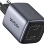 Ugreen Nexode Carregador Rápido 45w Gan, Dual Usb-c Pd ( 25w + 20w ) Super Fast Charging 2.0 Sem Cabo