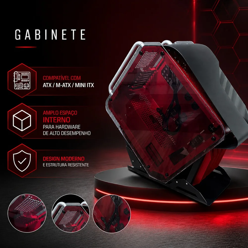 Gabinete Gamer Atx Vidro Temperado Lateral Frontal Usb 3.0 PC Setup Delta-molten Core Ga