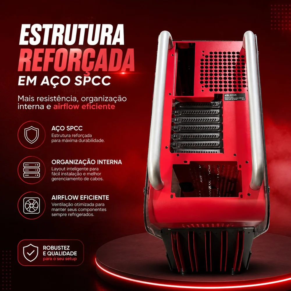 Gabinete Gamer Atx Vidro Temperado Lateral Frontal Usb 3.0 PC Setup Delta-molten Core Ga