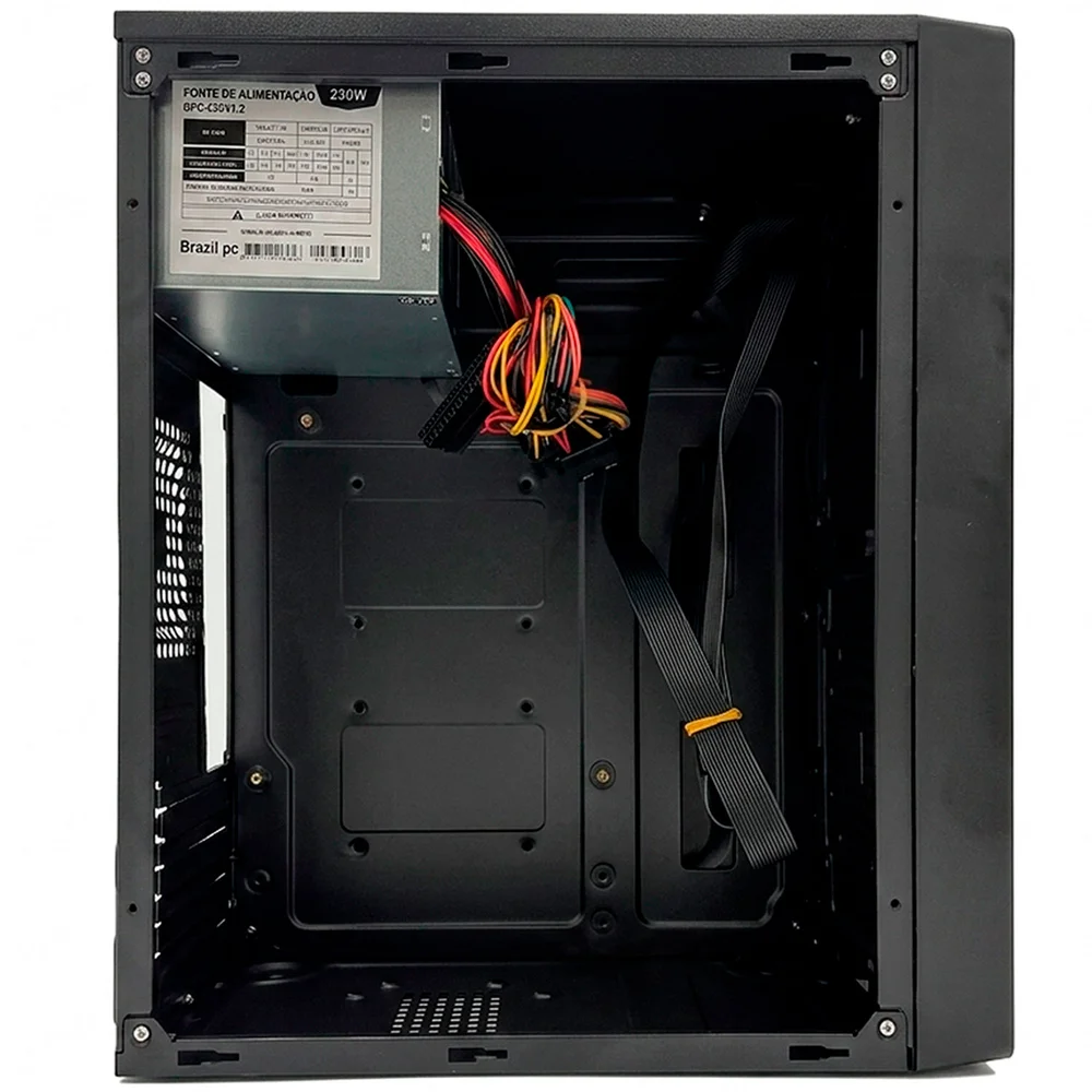 Gabinete Office Brazil PC  Bpc-n110 Matx-b M255, C/ Fonte 230w, Cabo De Energia, 2x Usb, Audio Frontal - Preto