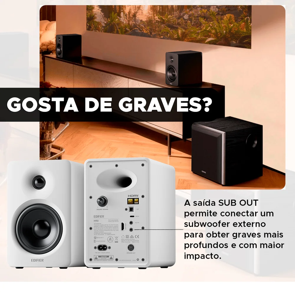 EDIFIER M90 Preto Caixa de Som com Design