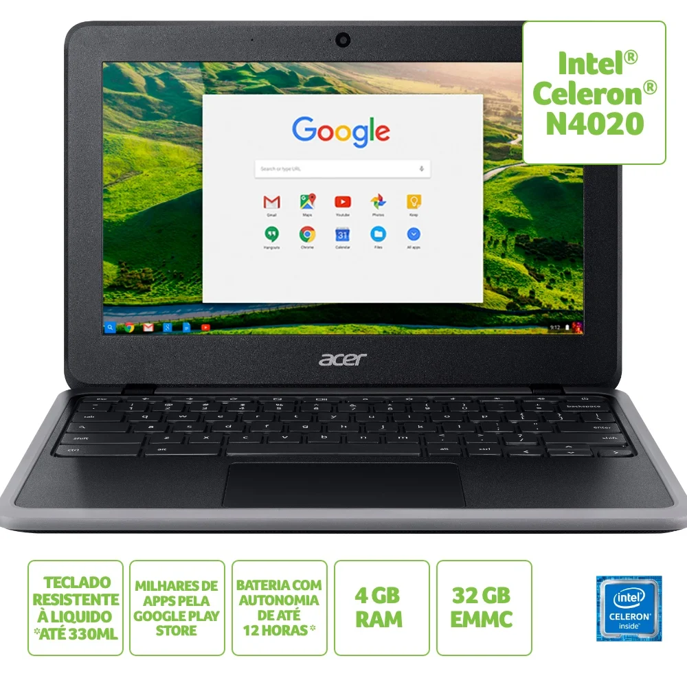 Chromebook Acer C733C607 Intel Celeron KaBuM