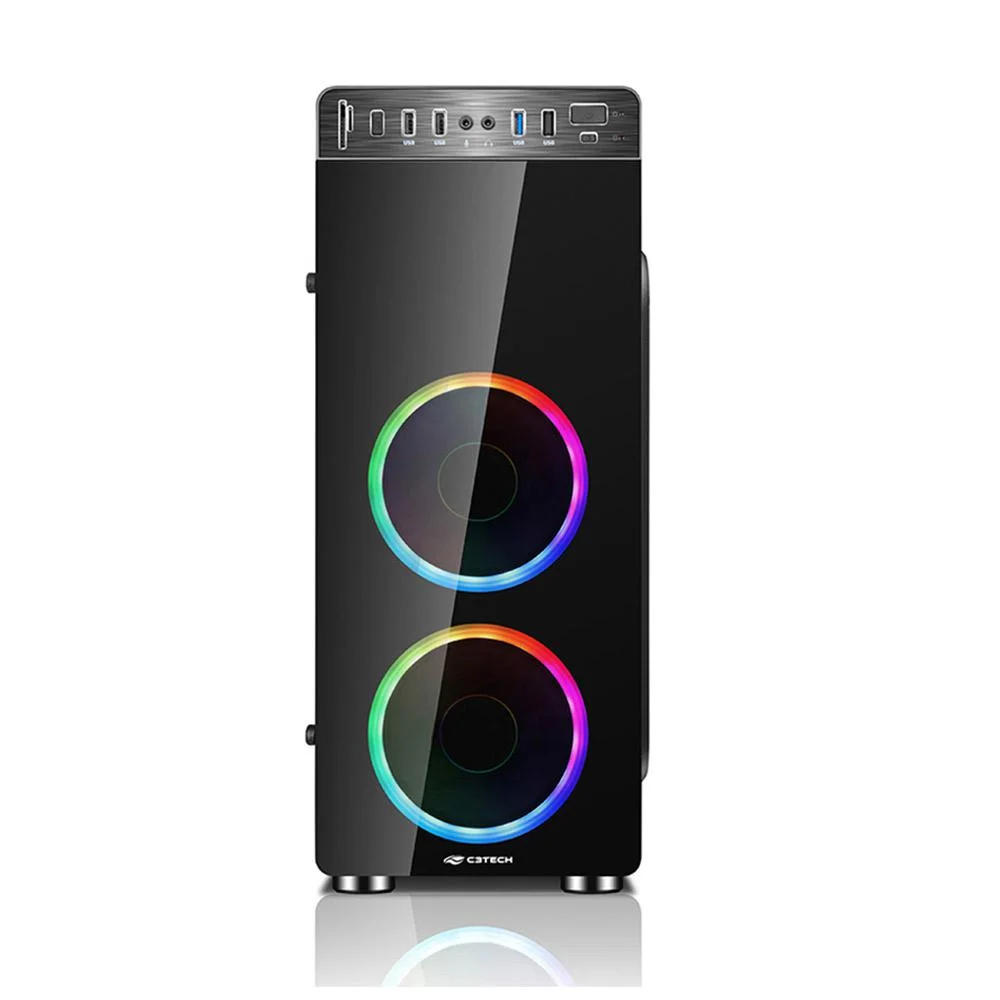 Gabinete Gamer C3Tech, Lateral em Vidro, USB 3.0, S/ Fonte, RGB - MT-G1000BK Gabinete Gamer C3Tech, Lateral em Vidro, USB 3.0, S/ Fonte, RGB - MT-G1000BK