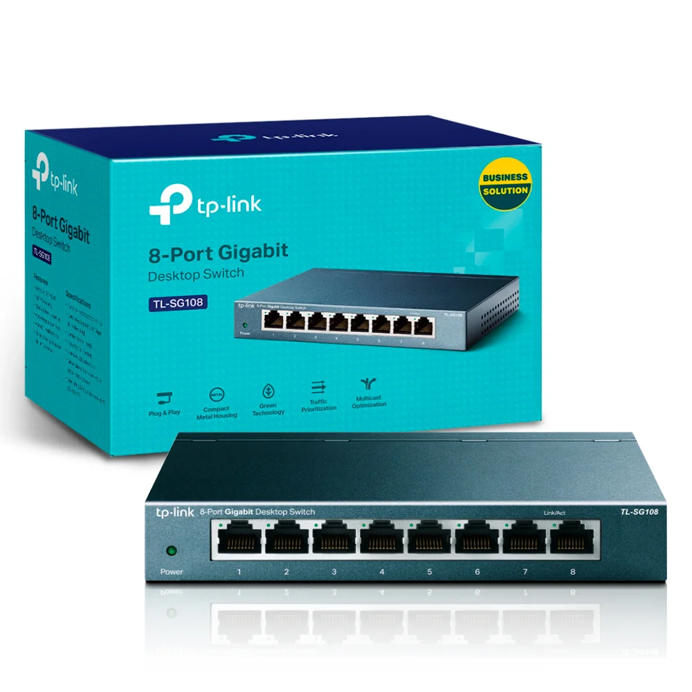 Switch TP-LINK De Mesa, 10/100/1000 Mbps, Gigabit, 8 Portas - TL-SG108