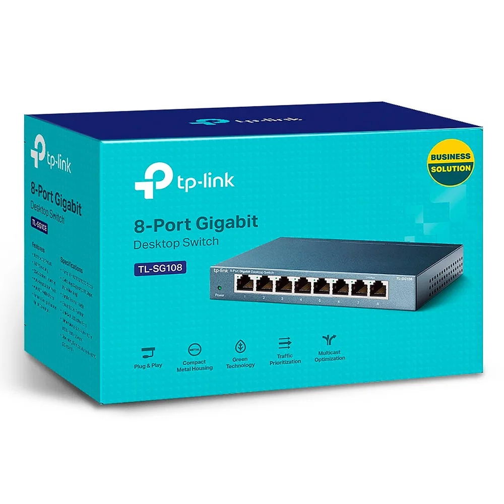 Switch TP-LINK De Mesa, 10/100/1000 Mbps, Gigabit, 8 Portas - TL-SG108