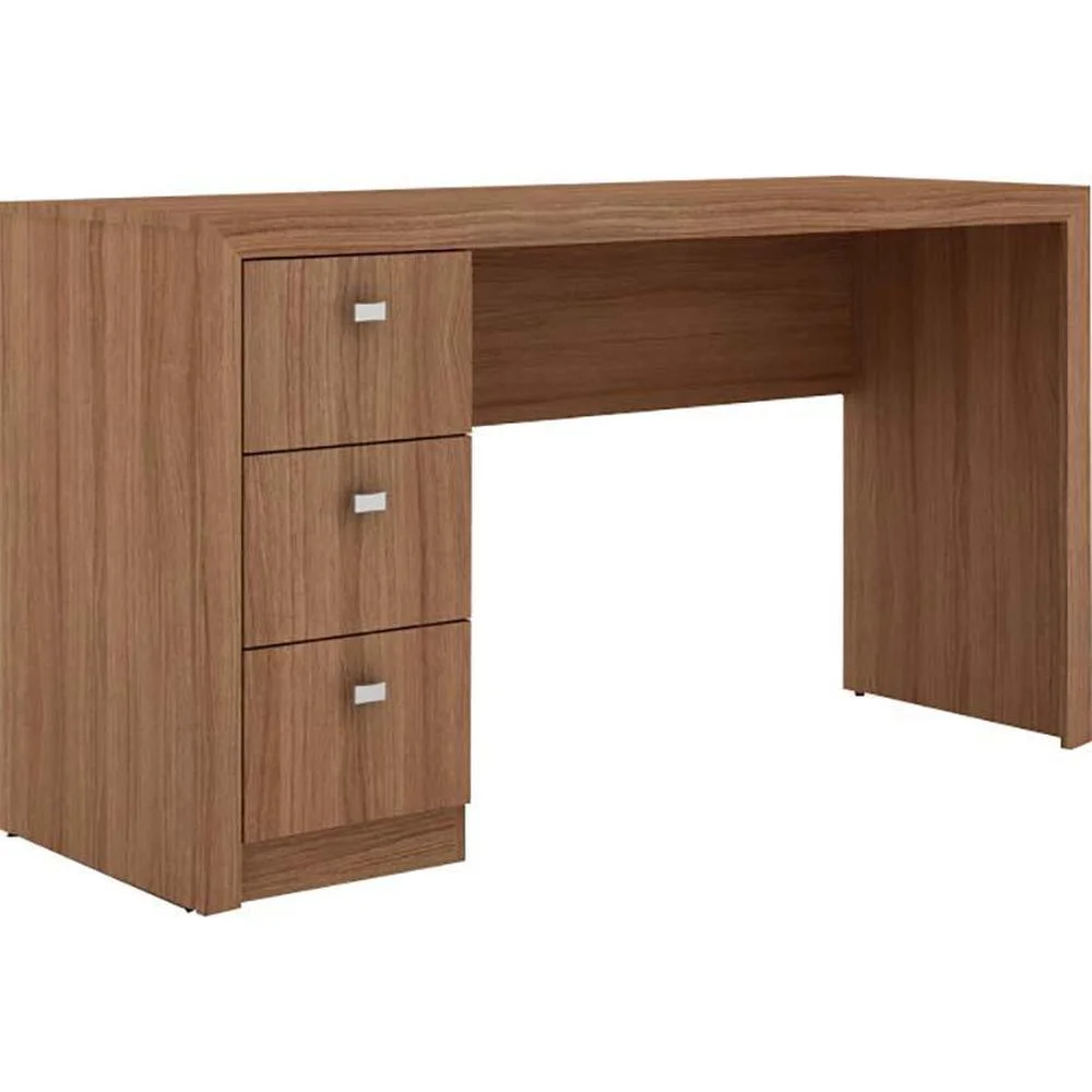 Mesa Tecno Mobili Para Computador Com 3 Gavetas, Amendoa - ME4102 Mesa Tecno Mobili Para Computador Com 3 Gavetas, Amendoa - ME4102