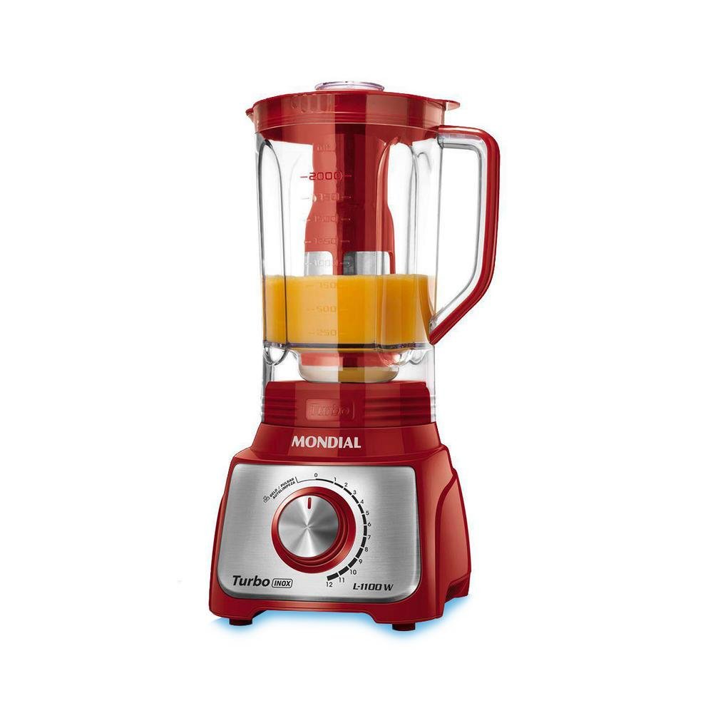 Liquidificador Mondial L-1100 Turbo Inox Vermelho 3l 110v Liquidificador Mondial L-1100 Turbo Inox Vermelho 3l 110v