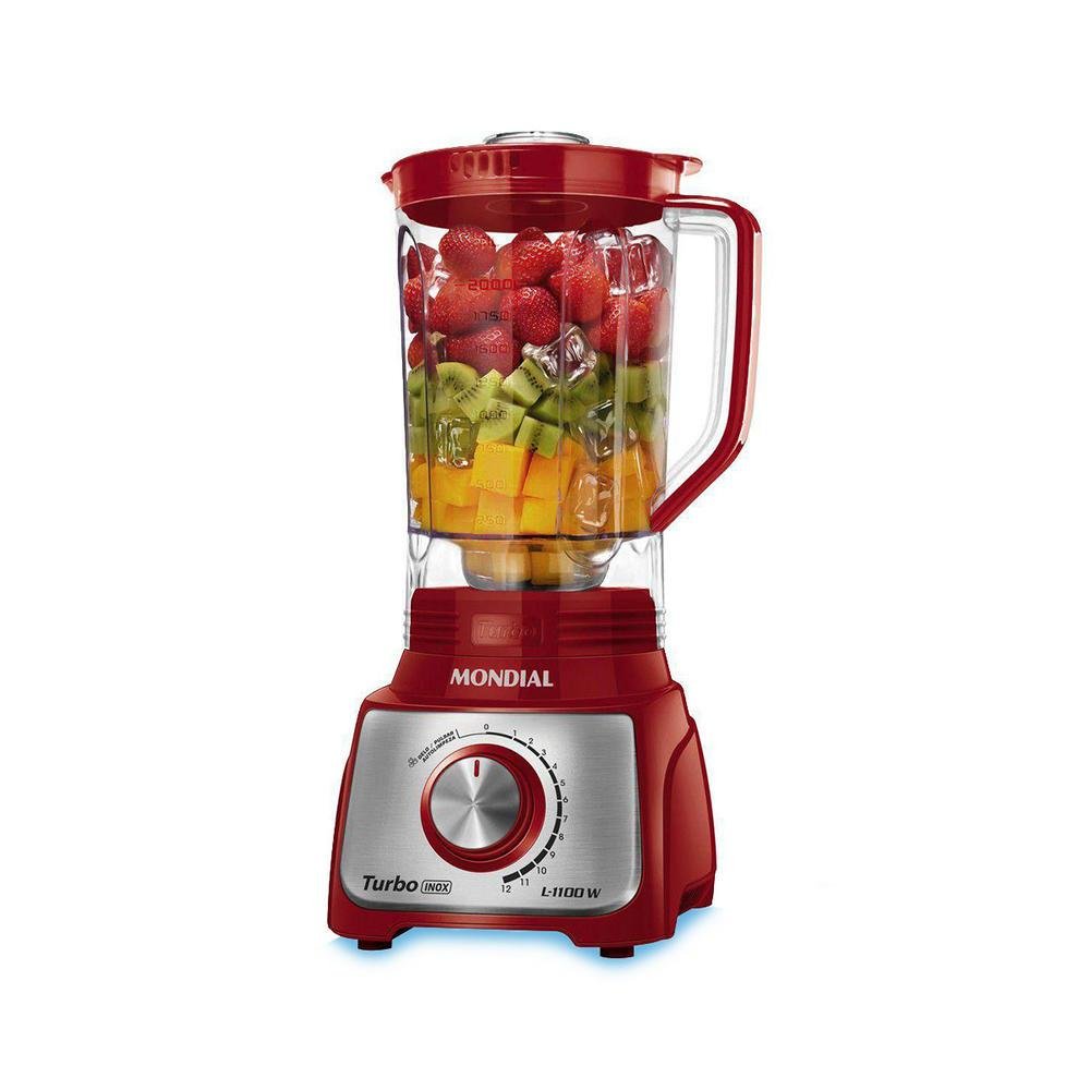 Liquidificador Mondial L-1100 Turbo Inox Vermelho 3l 110v Liquidificador Mondial L-1100 Turbo Inox Vermelho 3l 110v