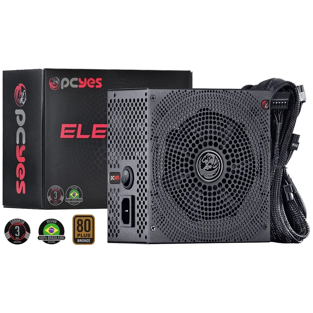 Fonte Pcyes Electro V2, 650W, 80 Plus Bronze, PFC Ativo Fonte Pcyes Electro V2, 650W, 80 Plus Bronze, PFC Ativo