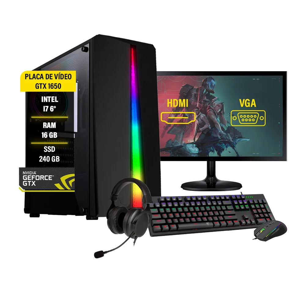 PC Gamer Completo I7 27 GTX 1650 16GB HD 1TB SSD