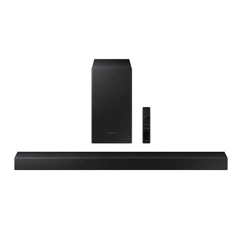 Soundbar Samsung, Com 2.1 Canais, Potência De 200w, Bluetooth E Subwoofer Sem Fio Preto - Hw-t450 Soundbar Samsung, Com 2.1 Canais, Potência De 200w, Bluetooth E Subwoofer Sem Fio Preto - Hw-t450