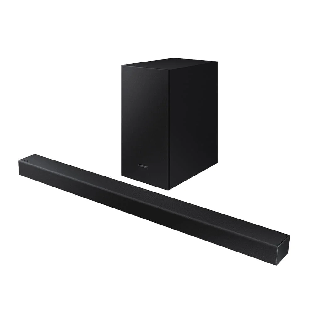 Soundbar Samsung, Com 2.1 Canais, Potência De 200w, Bluetooth E Subwoofer Sem Fio Preto - Hw-t450 Soundbar Samsung, Com 2.1 Canais, Potência De 200w, Bluetooth E Subwoofer Sem Fio Preto - Hw-t450